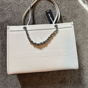 Karl Lagerfeld leather chain link tote